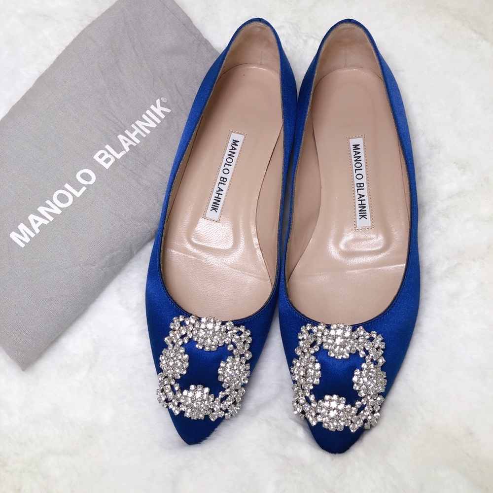 ❤️SOLD❤️Manolo Blahnik hangisi flats royal blue 35